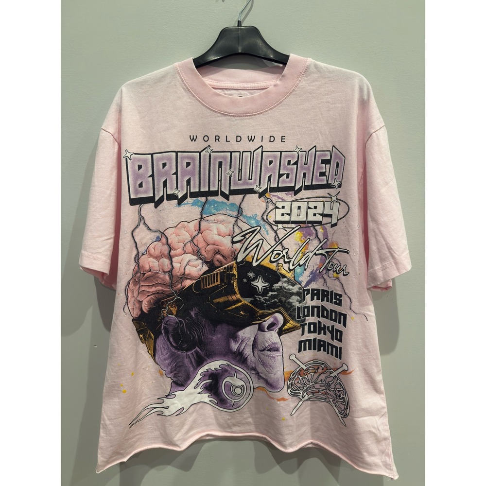 PacSun Worldwide Brainwashed 2024 World Tour Graphic Tee Pink Mens Medium